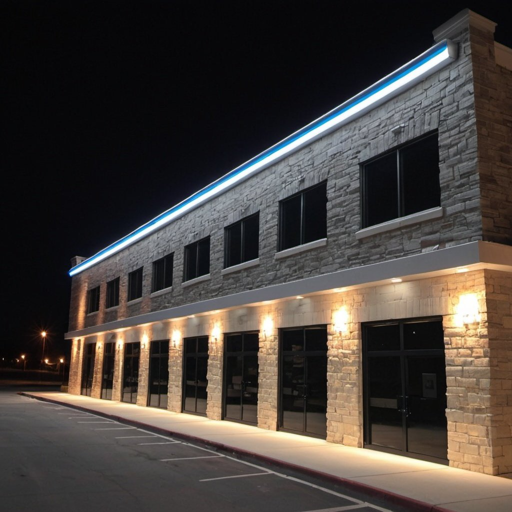 commercial lighting on building